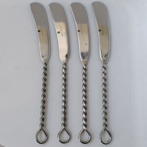 4pc Gourmet Settings Silver Braid Butter Spreader 7" Stainless 18/8 Glossy Twist
